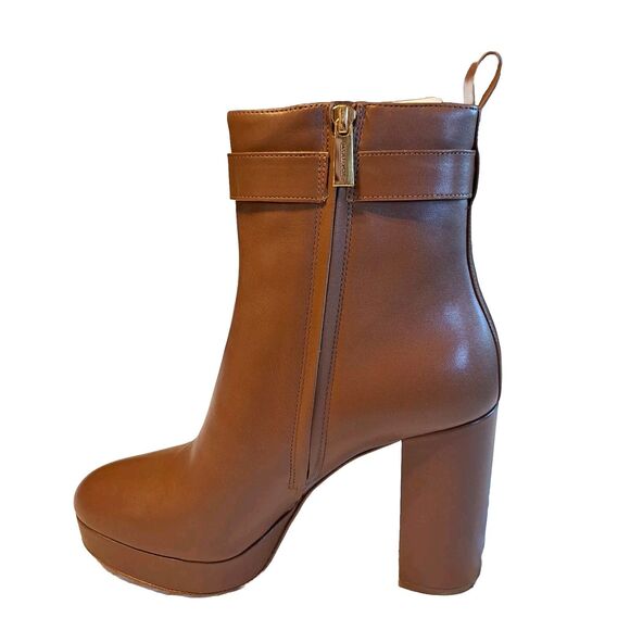 Michael Kors Women's Brown Leather Parker Platform Bootie Boots 4" Heel 10M New! - Picture 3 of 11